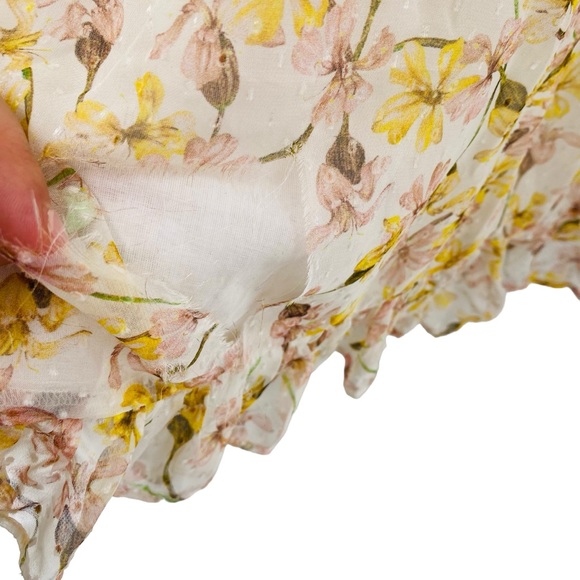 Hansen & Gretel Women’s M Cami Strap Ruffle Chiffon Mini Dress‎ Yellow Floral - Picture 13 of 13